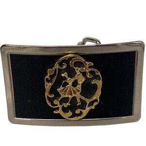 Country Western Line Dancing Belt Buckle Black Gold Silver Ballroom Couple